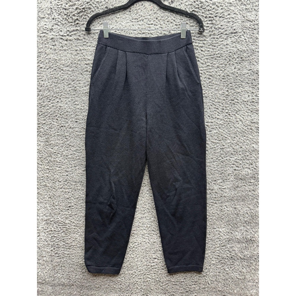 St. John Basics Pleated Santana Knit Pull On Pants Black Womens Size 2